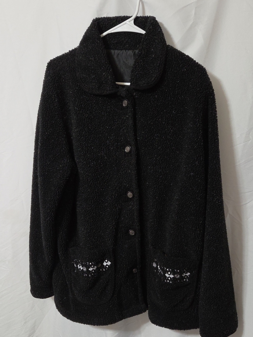 Black Fleece Reversible Jacket with Pockets, Size Large, Like New Condition